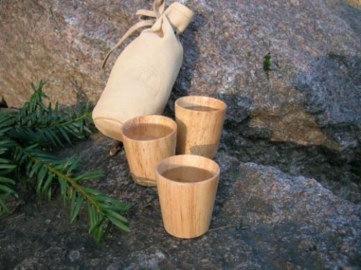 Bilete av Eagle Products 3 Stk Drammeglass I Tre I Skinnpose No Color No Color