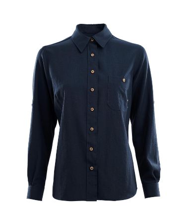 Vis detaljer for Aclima Leisurewool Woven Woolshirt W´S  Navy Blazer  Bilde av Aclima Leisurewool Woven Woolshirt W´S  Navy Blazer